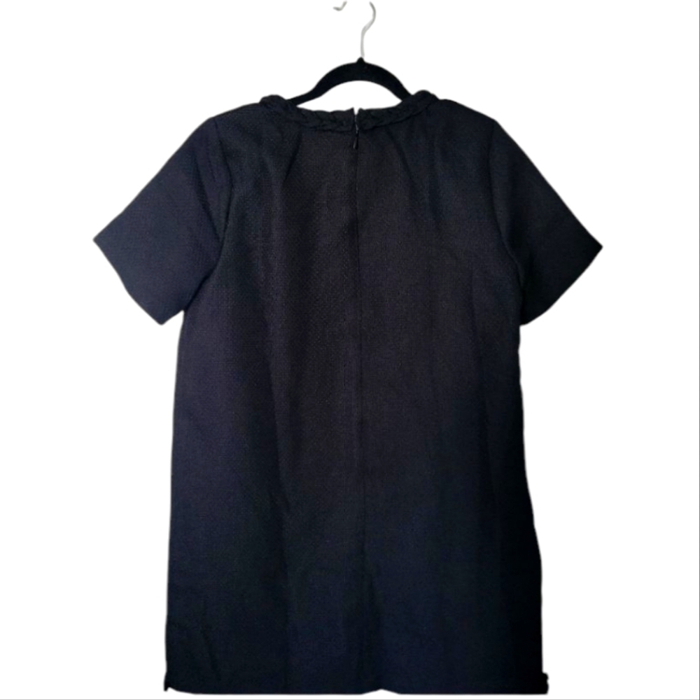 Entro Women's Mini Black Dress With Braided Neck And Gold Button Detail. Size M - Picture 5 of 9